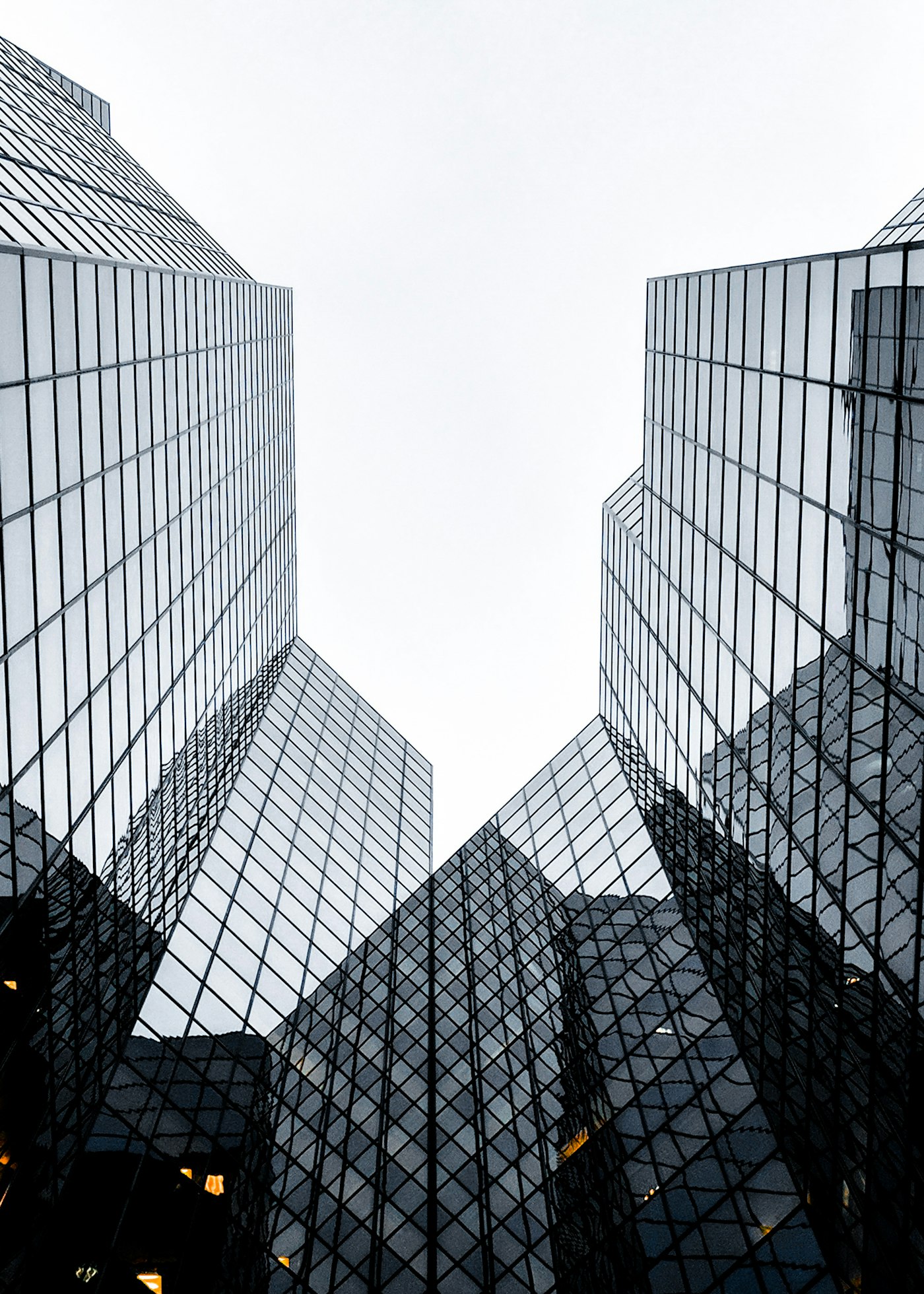 Glass highrise towers in a city